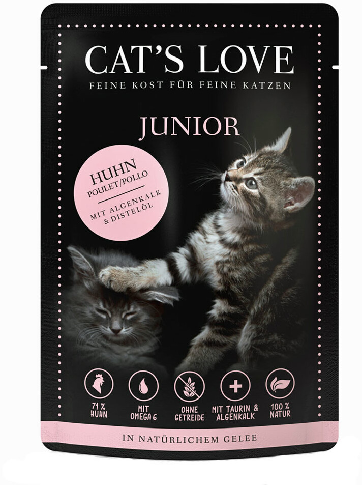 Cat`s Love Junior cat wet food with chicken with seaweed and thistle oil 85g