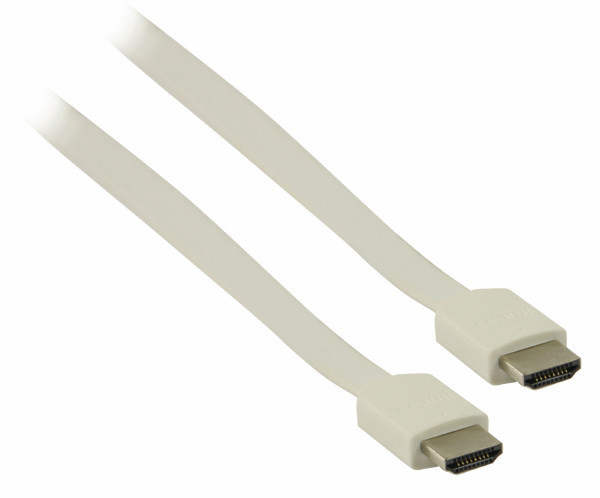 Valueline High Speed HDMI flat cable with Ethernet - HDMI plug/HDMI plug 2m white