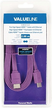 Valueline High Speed HDMI flat cable with Ethernet - HDMI plug/HDMI plug 2m purple