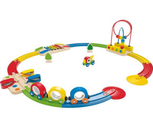 Hape E3729 Eisenbahn-Set achtförmig Schienen-Set mit Zug & Figuren Holzspielzeug 