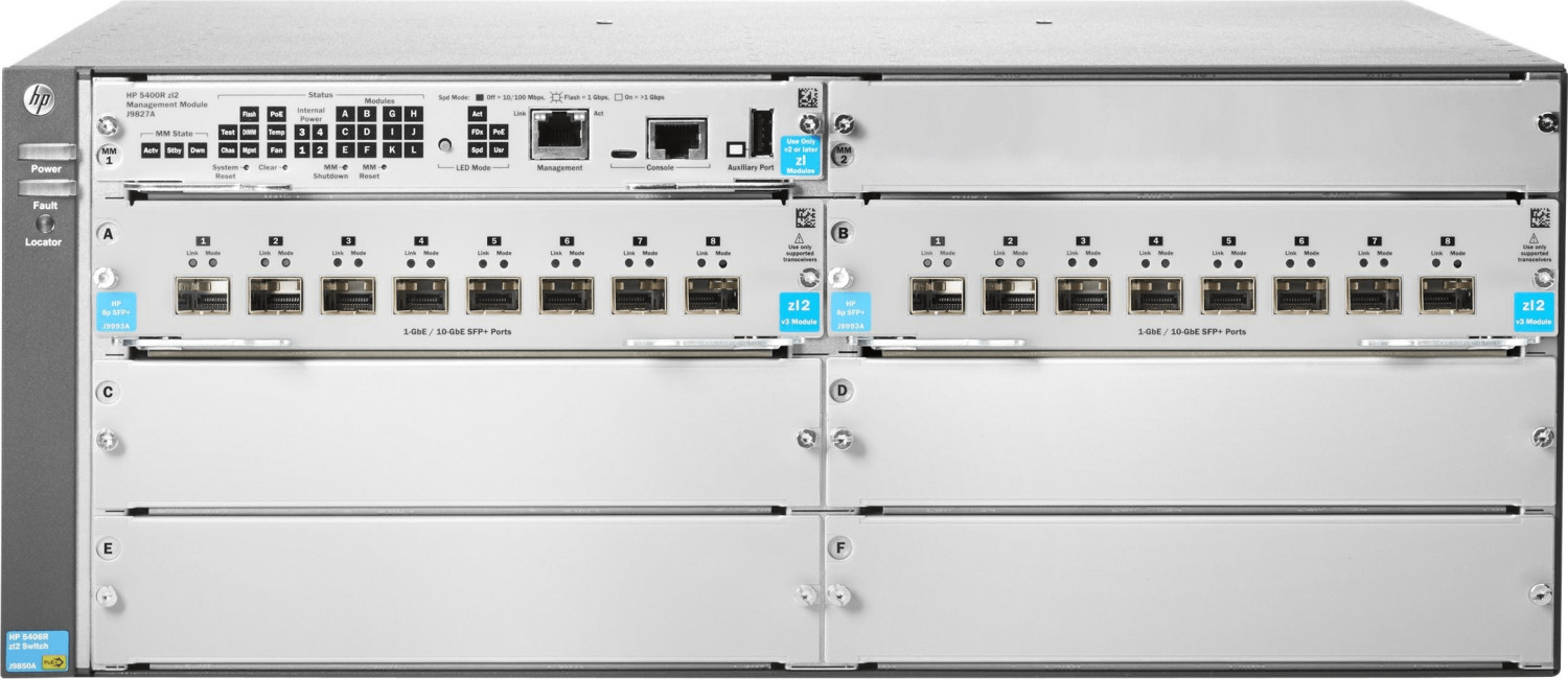 HPE 5406R 16-Port SFP+ (No PSU) v3 zl2 Switch