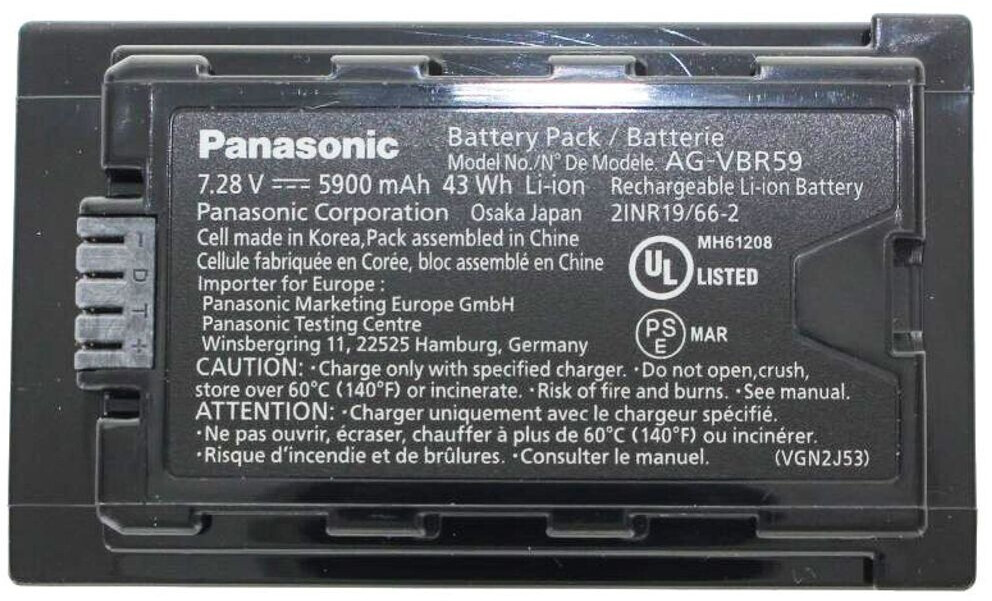 Batteria Originale Panasonic AG-VBR59E 5900mAh Per Videocamera AG-DVX200 – Li-Ion 7.28V