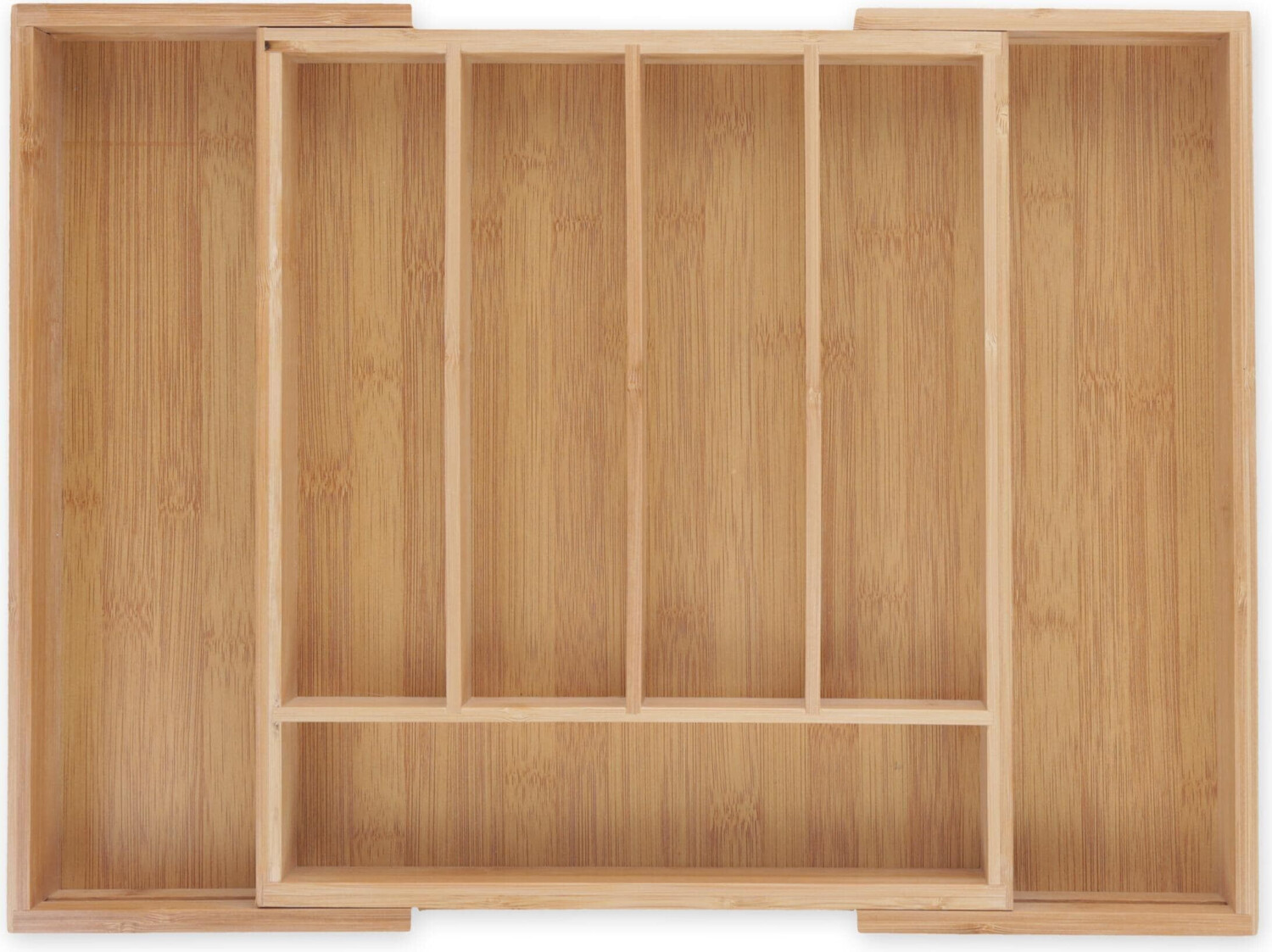 Relaxdays Range-couverts extensible bambou, 5 à 7 compartiments