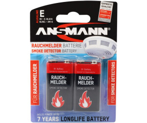 2er Pack Ansmann 9V Block Batterie für RauchmelderE Block 6LR61 AM69V 