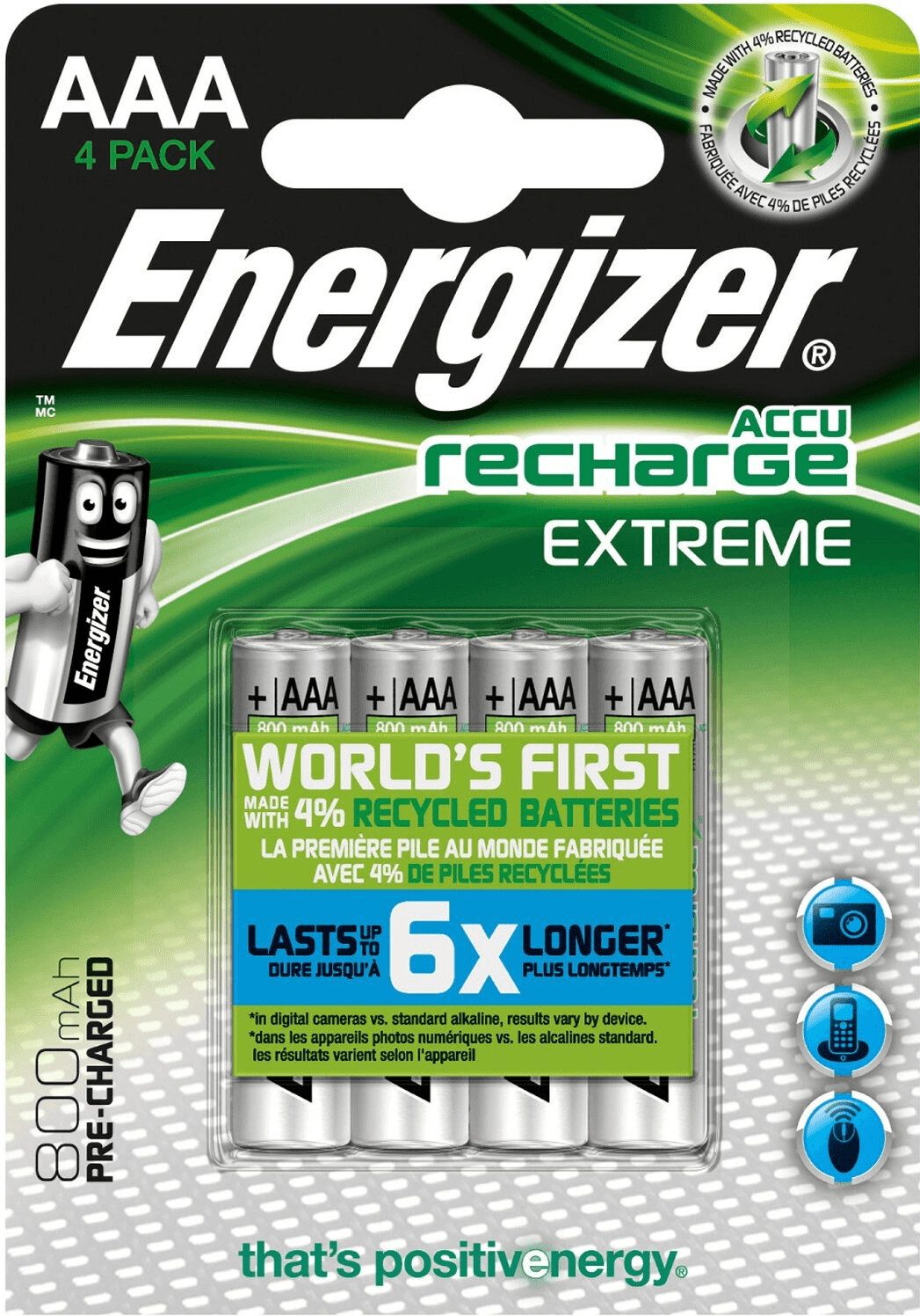 Energizer NiMH Pilas recargables Extreme Micro (AAA) 800 mAh x4 desde 9,19  €
