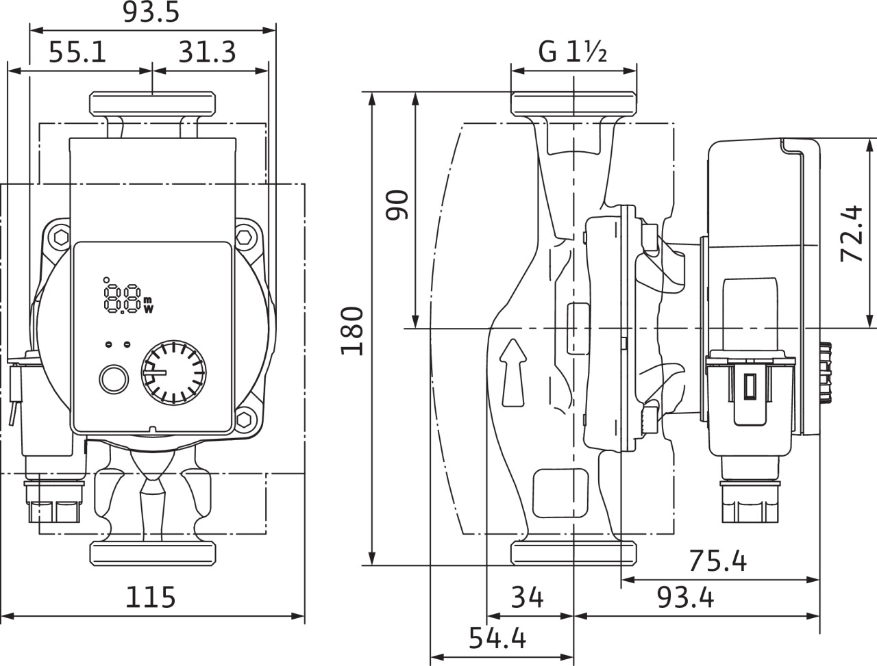 Wilo Yonos Pico Plus 25/1-4 (180mm)