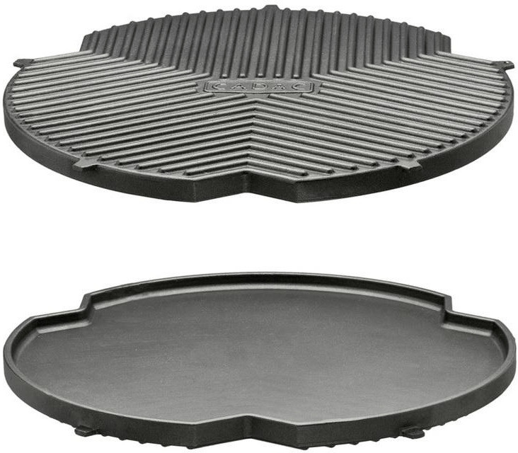 Gusseisen-Grillplatte Für Weber Kugelgrill – Wendbar (glatt/geriffelt), Inkl. Rostheber, Für 57,8 Cm Modelle