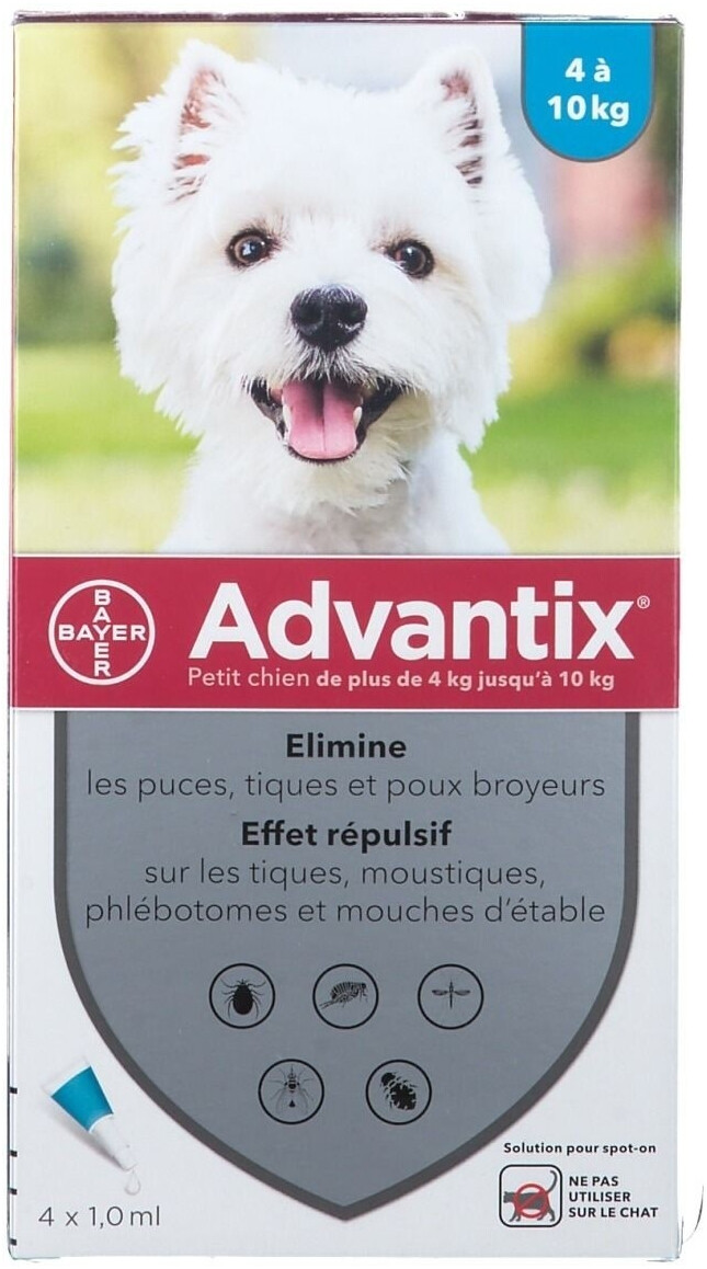 Bayer Santé Familiale Advantix petit chien 4-10 kg 4 pipettes