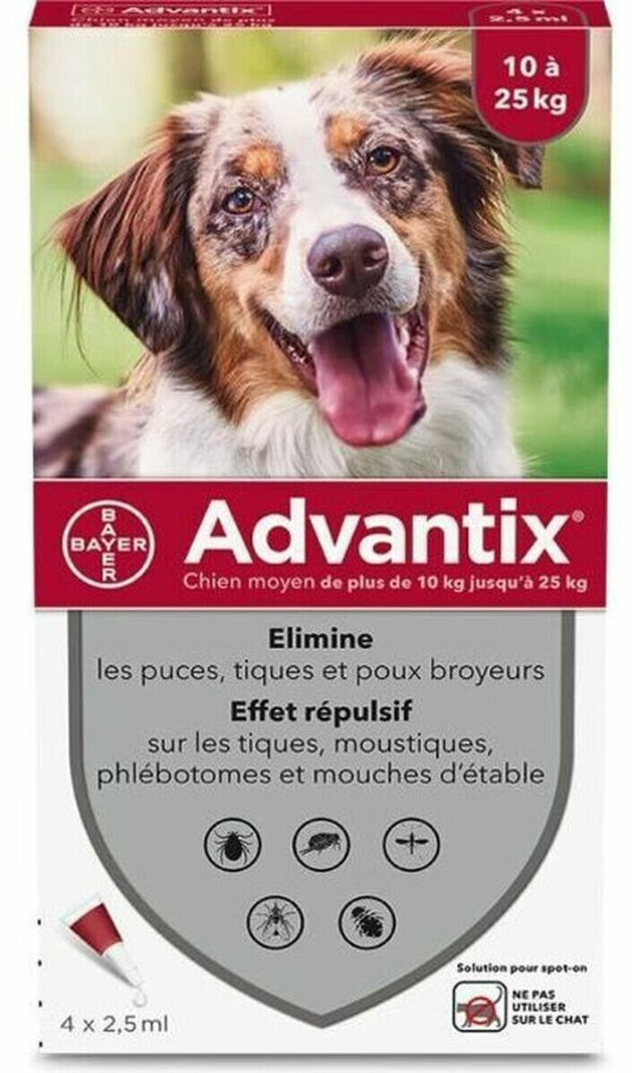 Advantix Spot On fur Hunde 10 25 kg 4x2 5ml ab 29 75 Dezember 2024 Preise Preisvergleich bei idealo