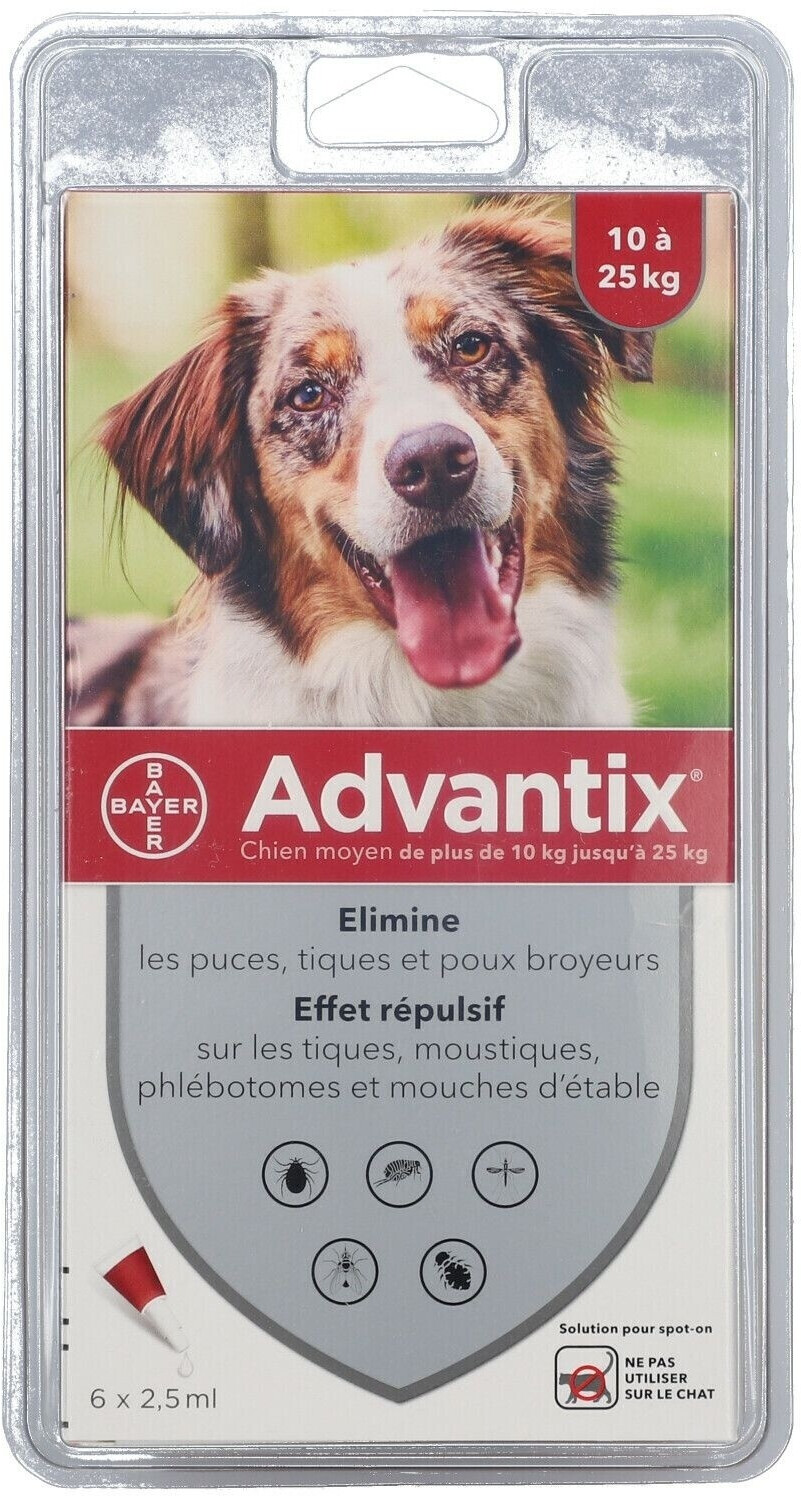 Advantix chien moyen 10-25 kg 6 pipettes