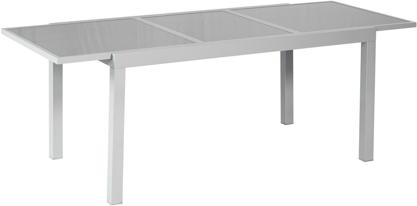 Merxx Ausziehtisch eckig 120/180x90cm silber Glas grau