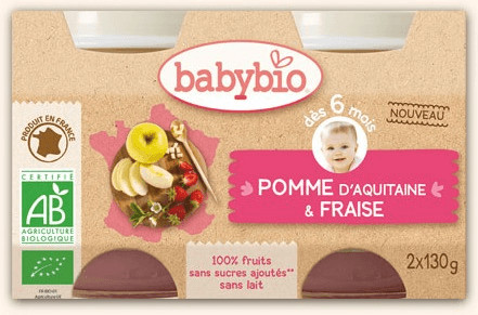 Babybio Fruit - Pomme d'Aquitaine & fraise (2x130 g)