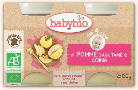 Babybio Fruits - Pomme d'Aquitaine et coing (2x130 g)