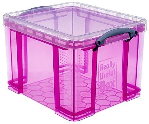 Really Useful Products Storage Box 35 L Transparent Pink