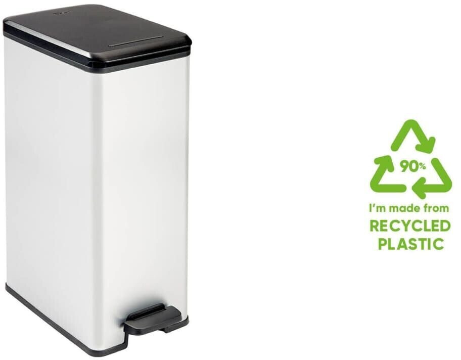 Curver Mülleimer Deco Slim, 25 Liter, Abfallbehälter mit verstärktem  Fußpedal und Müllbeutelhaltering