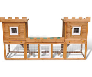 Soldes vidaXL Grande cage clapier extérieur pour lapins en bois double  clapiers 2024 au meilleur prix sur