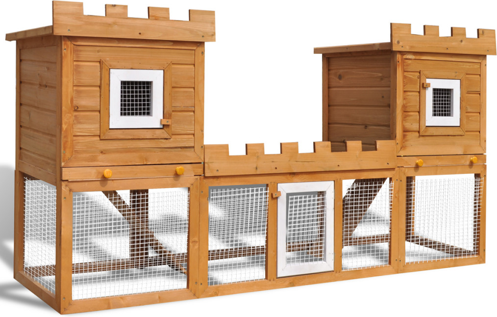 VidaXL Grande cage clapier extérieur pour lapins en bois double clapiers