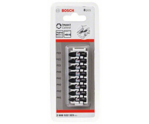Schrauber Set Kreuzschlitz Bosch Professional Accessories 2608522325 Bosch Professional 8tlg Impact Control, 8 x PZ2 Bits-L/änge: 25mm, Pick and Click