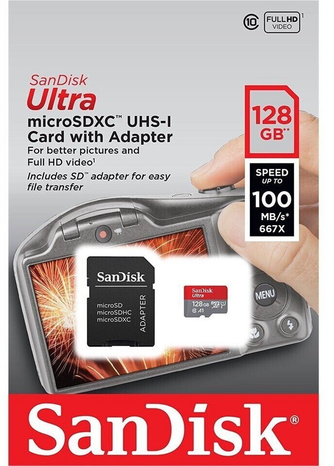 Carte Micro SD SDXC UHS-1 A1 128 Go Gb Giga SANDISK ULTRA