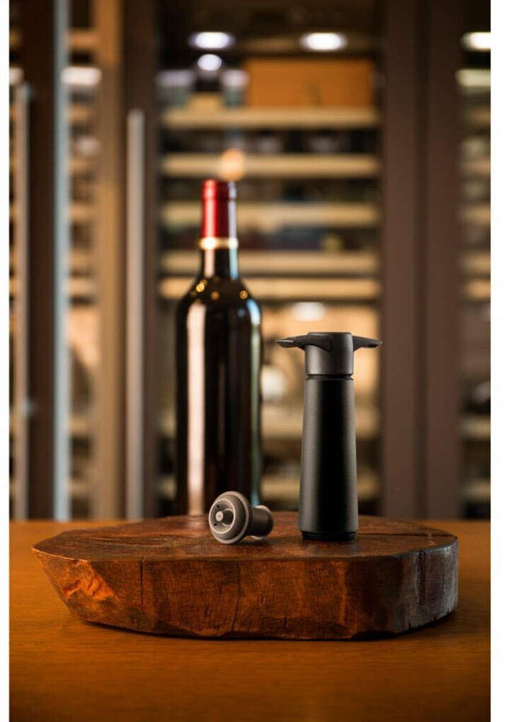 Pompe noire Vacu Vin avec bouchons économiseur de vin – Garde le vin frais  jusqu'à 10 jours (noir).