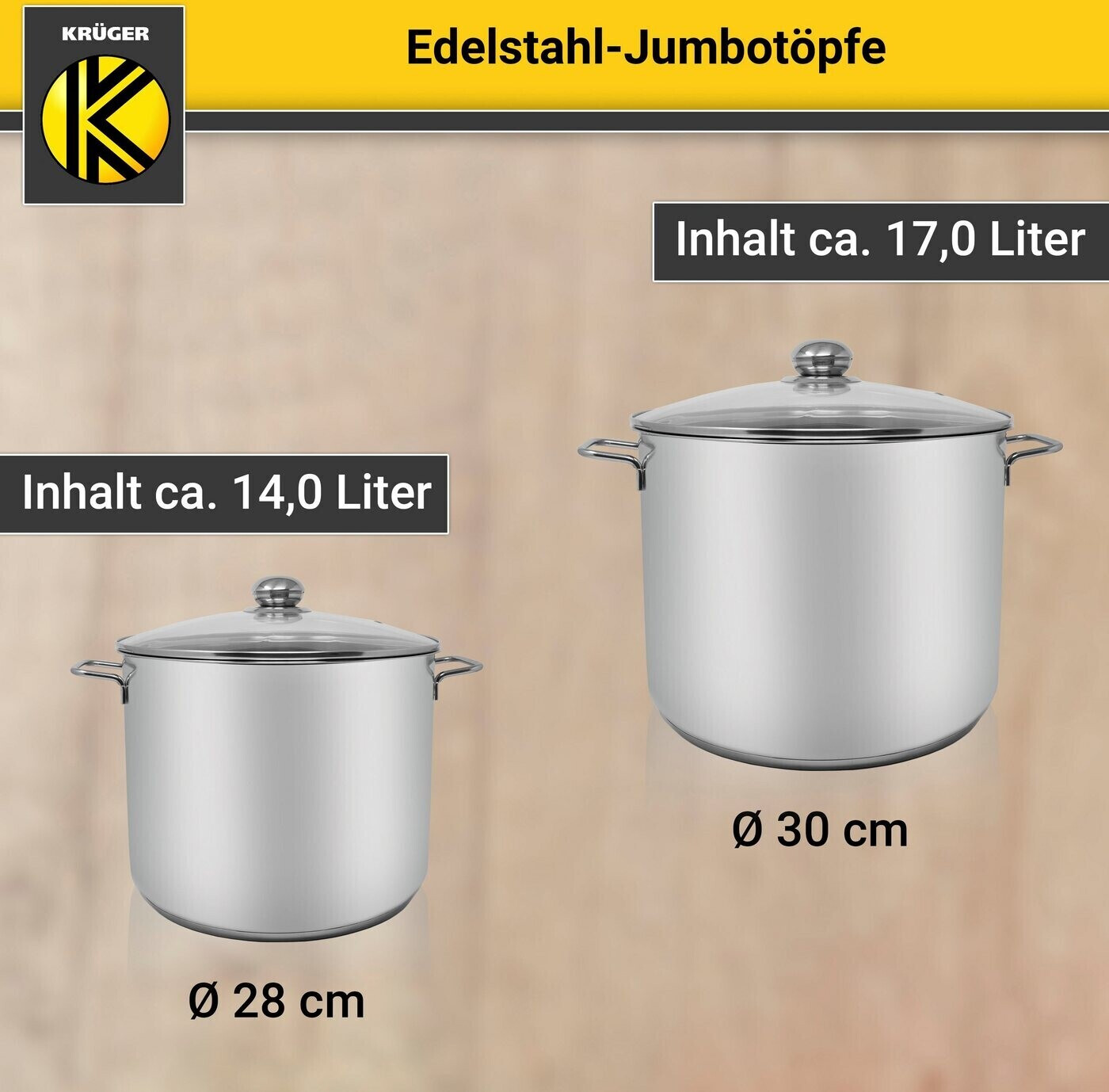 Krüger Jumbotopf 44,69 Preisvergleich Liter 17 € | cm ab bei 30