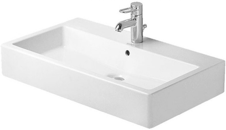 Duravit Lavabo Vero 70 x 47 cm (noir, WonderGliss, avec 3 trous de robinet, avec trop-plein) 04547008301