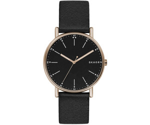 Signatur slim titanium hotsell and black leather watch