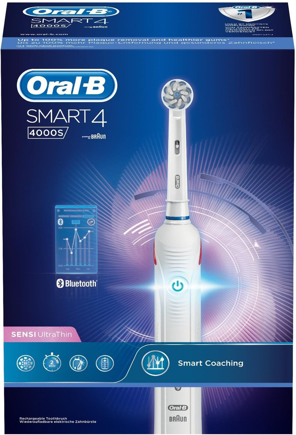 Oral-B Smart 4 4400S Spazzolino Elettrico Braun Sensi Ultrathin Bianco