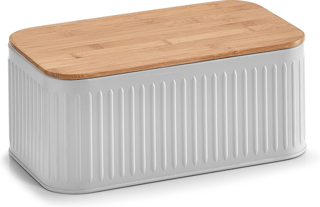 Zeller Bread box with bamboo lid grey