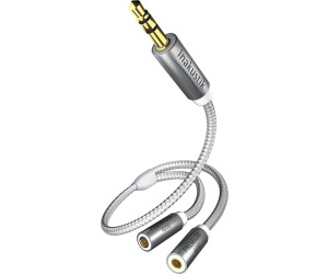 in-akustik Klinke Audio Adapter [1x Klinkenstecker 3.5 mm - 2x Klinkenbuchse 3.5 mm] 0.20 m Anthrazit