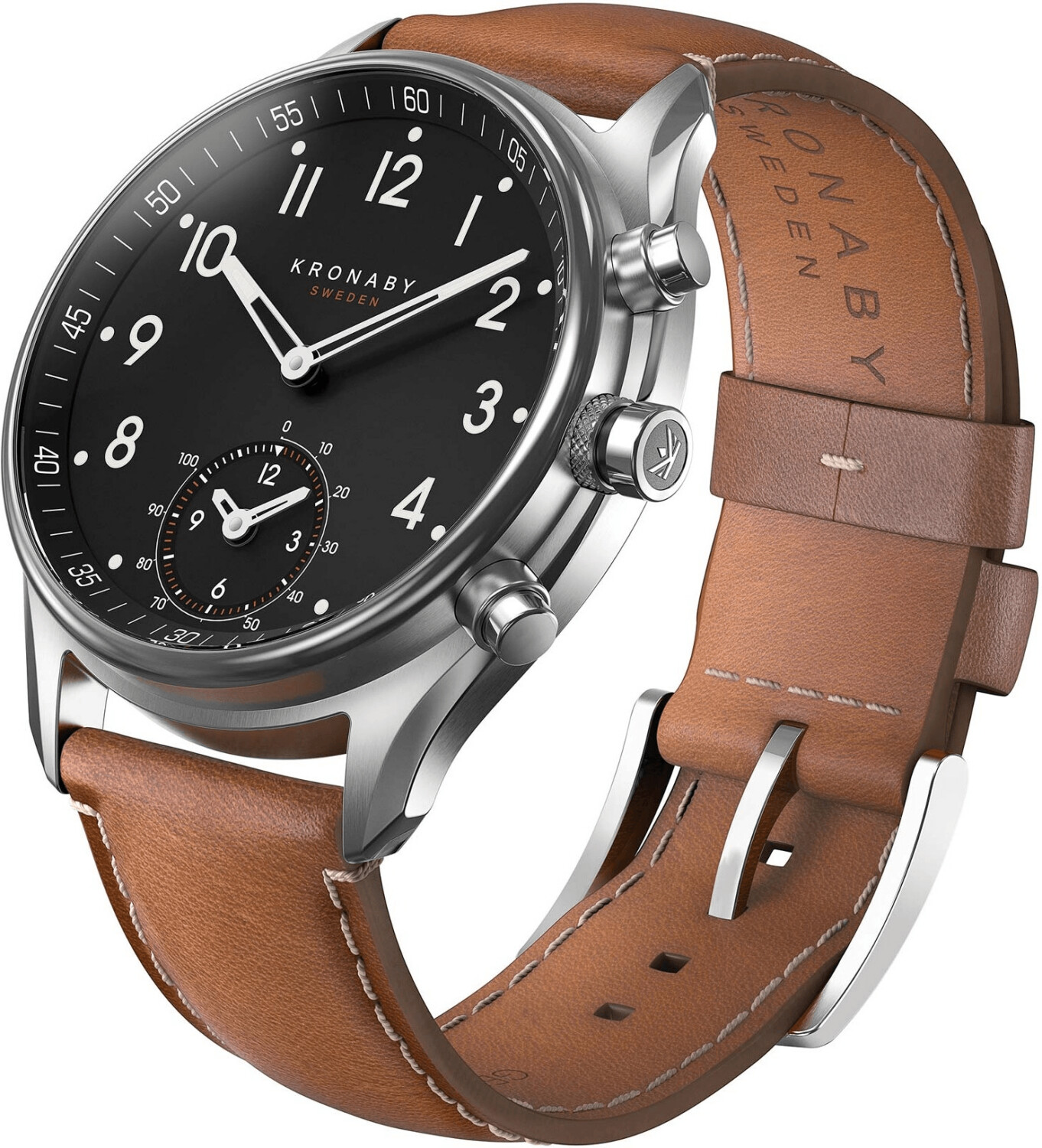 Kronaby Apex argent bracelet cuir marron