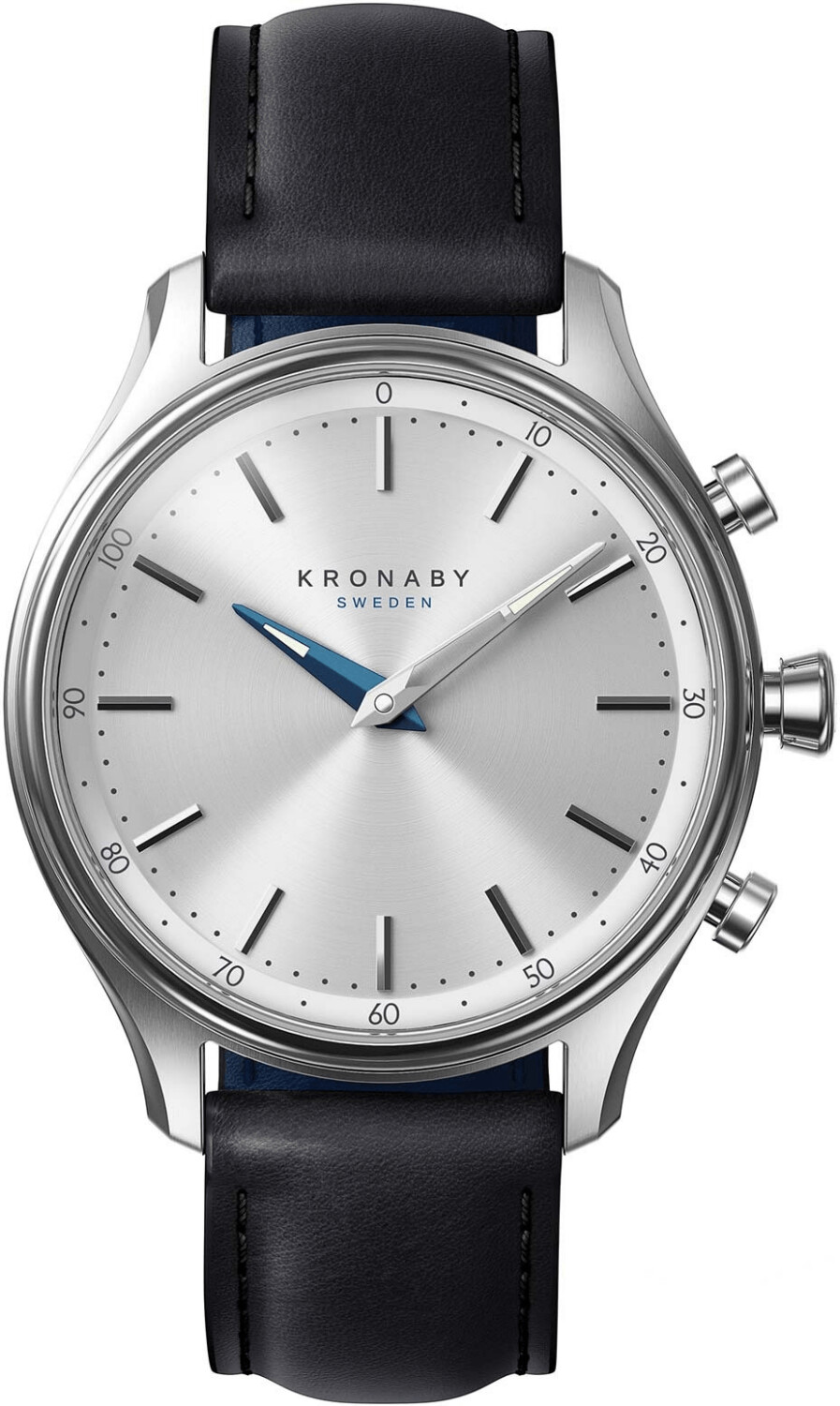 Kronaby Sekel 38 mm argent bracelet cuir noir