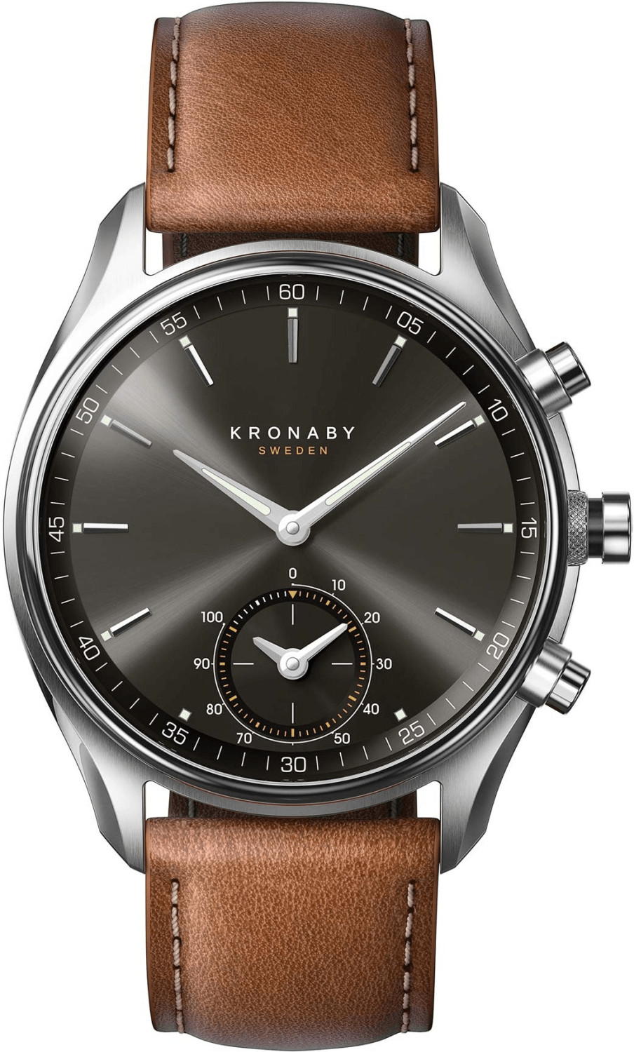 Kronaby Sekel 43 mm gris bracelet cuir marron