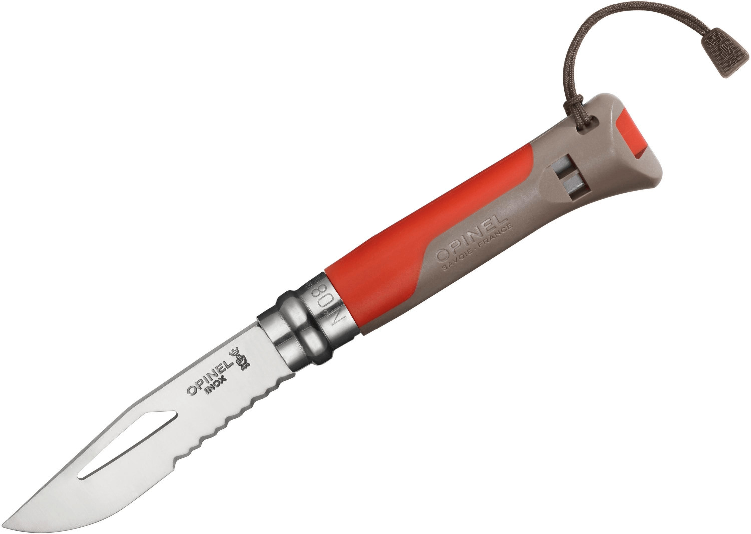 Opinel N° 8 Carbon (hêtre, marron/rouge)