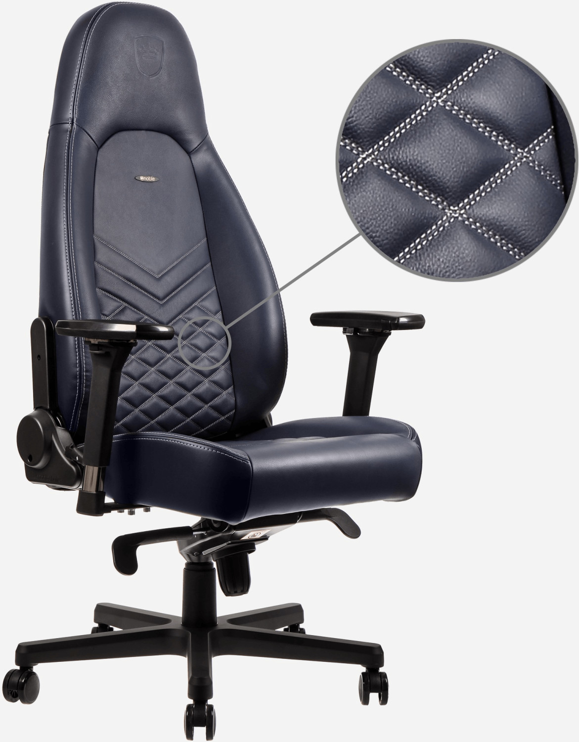 Noblechairs Icon bleu/gris (cuir véritable)