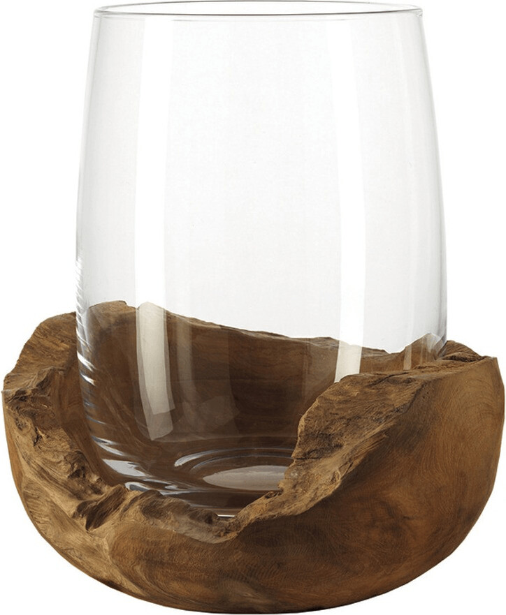 Leonardo Bougeoir Terra en teck 27 cm