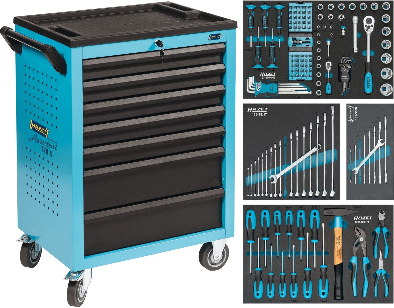 Hazet Servante d'atelier avec 147 outils (178N-7/147)