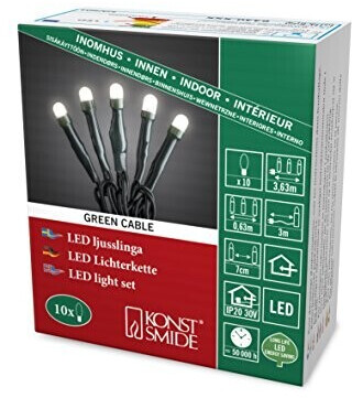 KONSTSMIDE LED-Lichterkette Ball10 kleine Metallkugeln Bälle Deko Batterie  2,5cm Innen rot, 10-flammig
