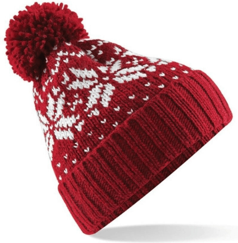 Beechfield CB456 Fair Isle Snowstar Beanie classic red