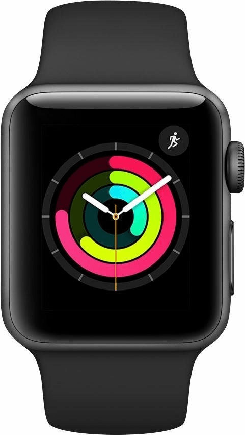 Apple Watch Series 3 GPS 38 mm aluminium gris sidéral bracelet sport noir