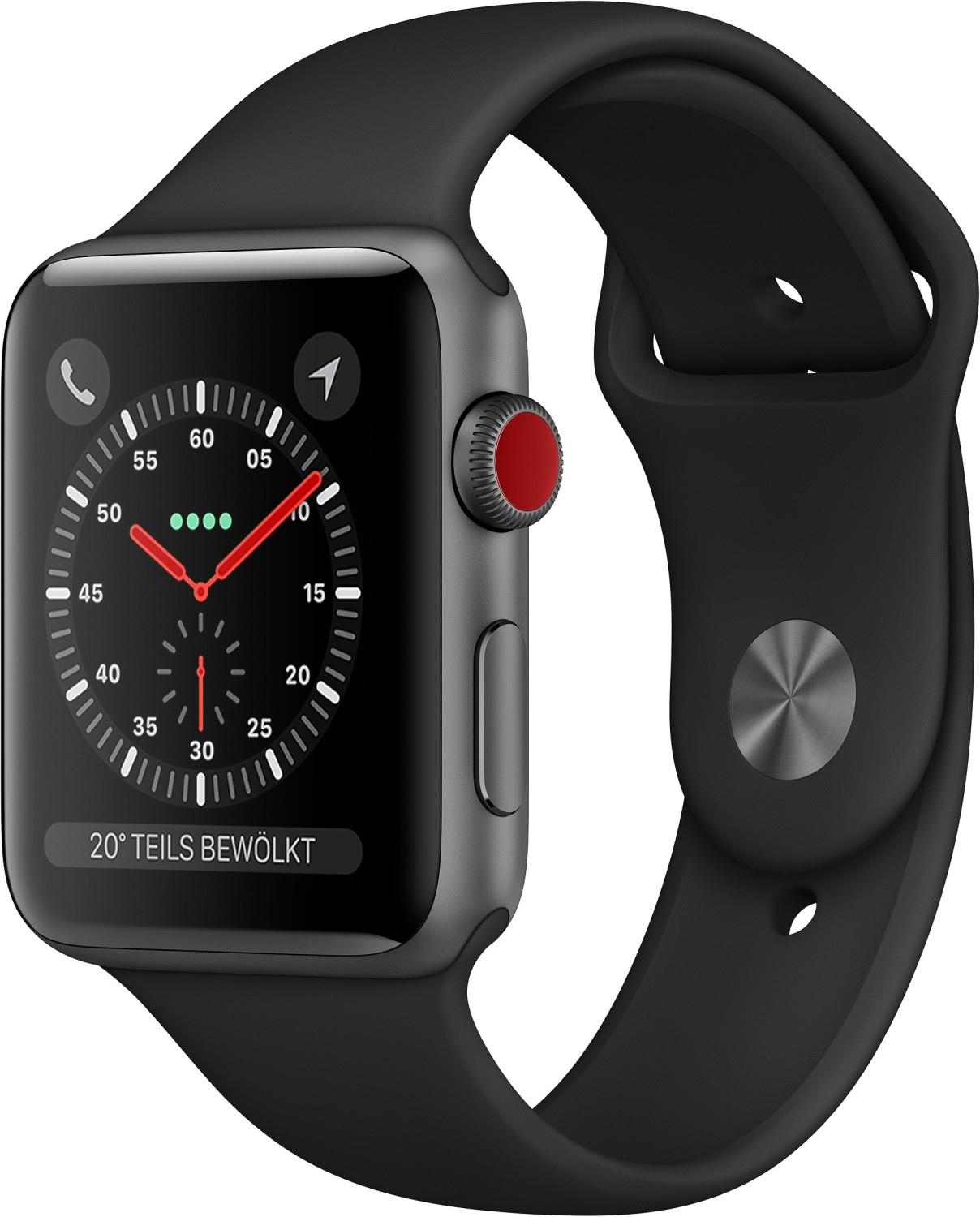 Apple Watch Series 3 GPS + Cellular 38 mm aluminium gris sidéral bracelet sport noir