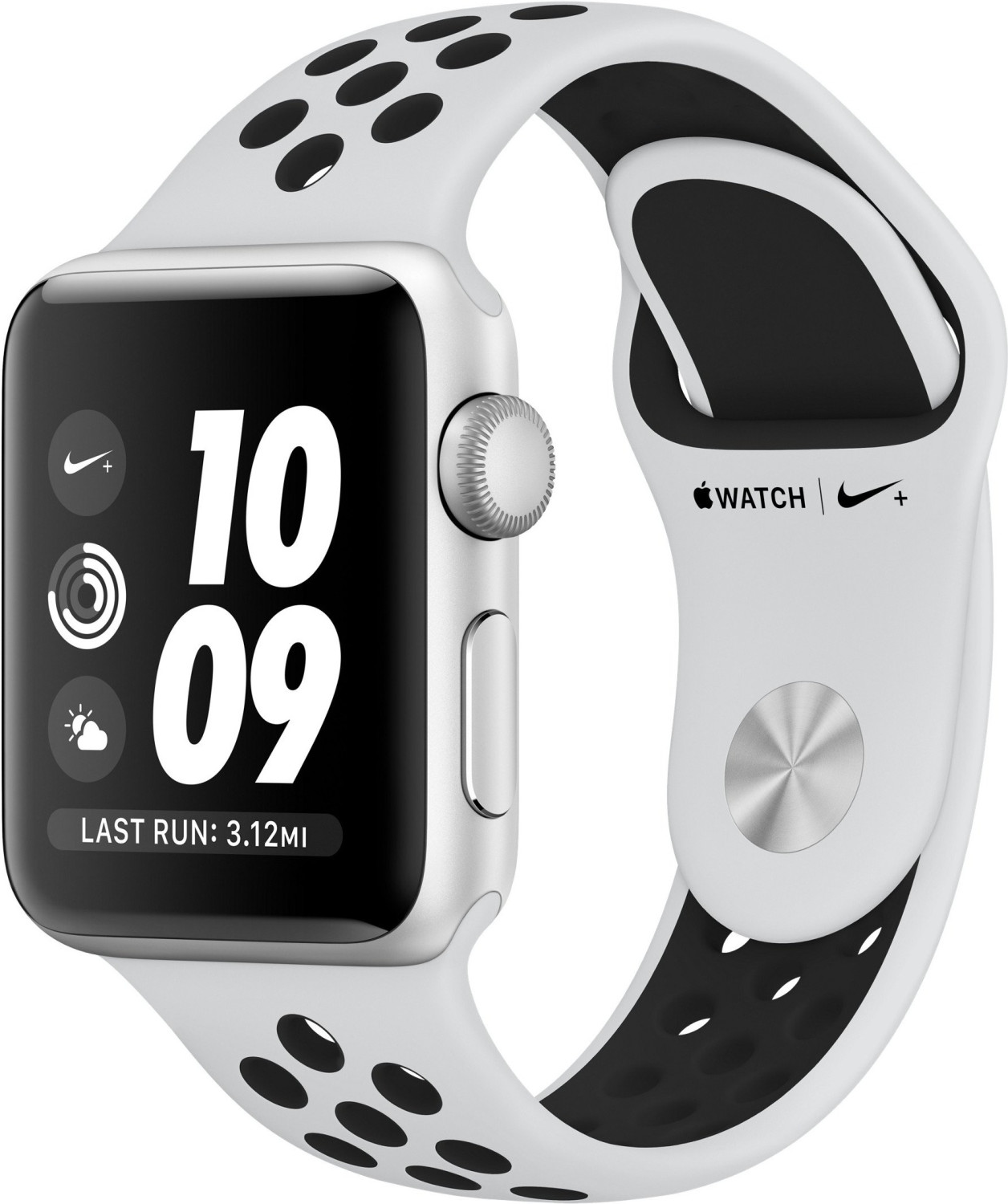 Apple Watch Series 3 Nike+ GPS + Cellular 38 mm aluminium argent bracelet sport platine pur/noir