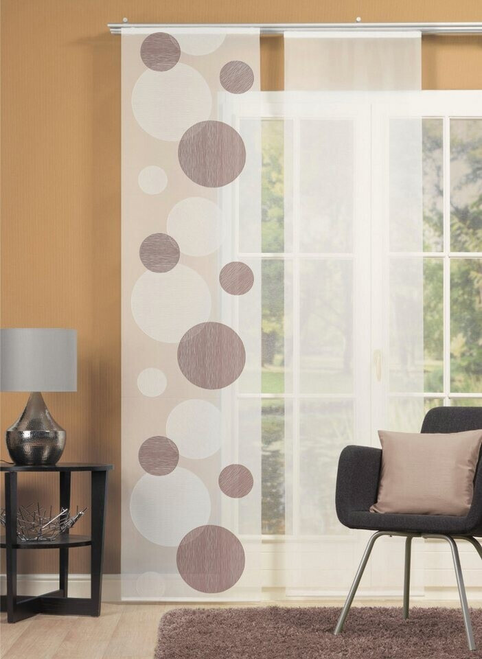Home Fashion Pannello Scorrevole Scherli In Voile 245x60 Cm – Tendaggio Decorativo Con Motivo Cerchi, Marrone