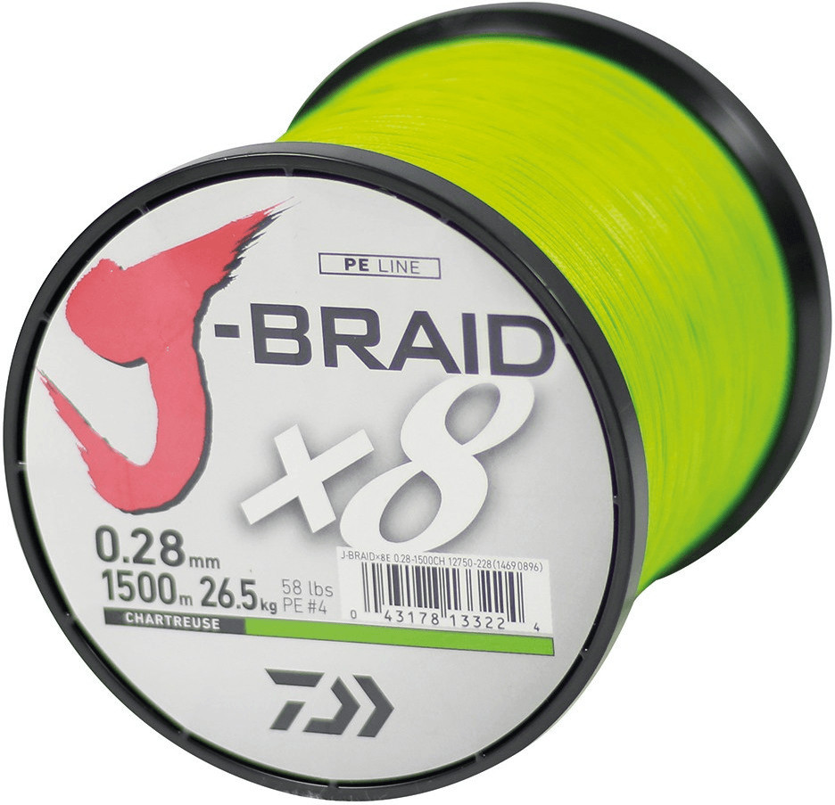 Daiwa J-Braid X8 chartreuse 1500m 0.24mm ab 3,99 €