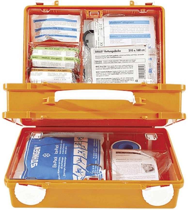 Söhngen Erste-Hilfe Koffer Quick-CD Kombi Schule orange (Notfall-Koffer für  Kinder, Spezialfülllung für Kinder ab 6 Jahren, Kinder Verbandskasten,  Verbände / Pflaster in Kindergrößen) : : Drogerie & Körperpflege