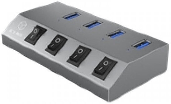 Hub USB Raidsonic 4 ports USB3.0 avec interrupteur, avec
