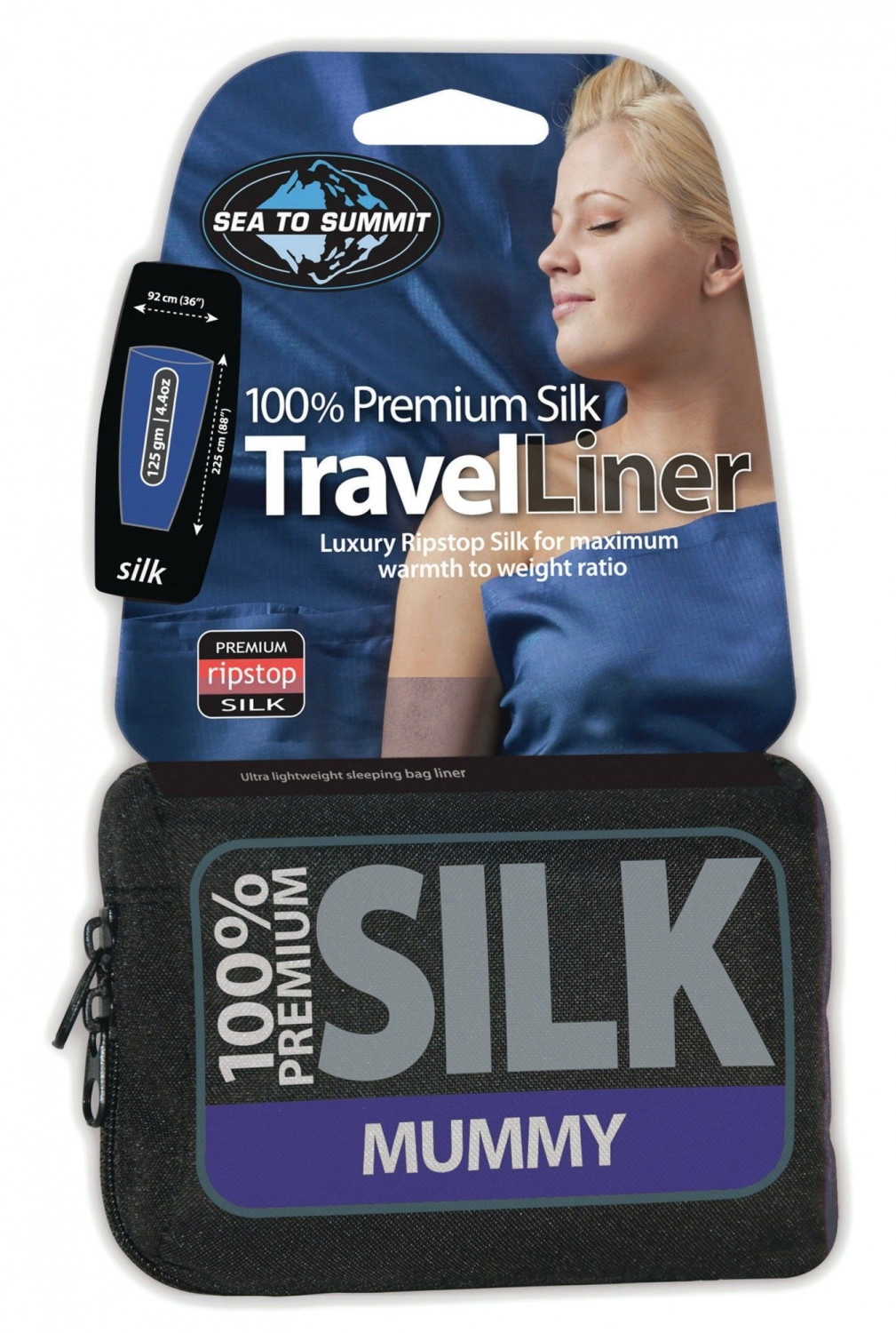 Sea to Summit soie Stretch Liner (185, momie, bleu)