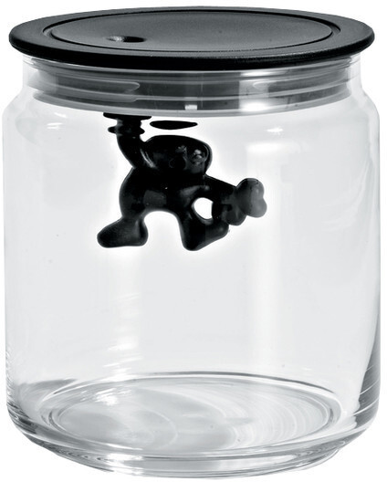 Alessi Gianni glass jar 0,7 l black