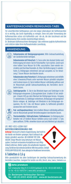 Dr.Beckmann Kaffeemaschinen Reinigungs-Tabs 6 Stück
