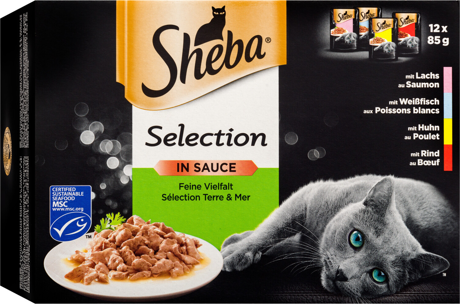 Sheba Sélection de 3 différents dômes de poisson ou viande (6 x 80 g)